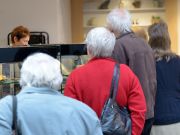 GC Customers queuing in the coffee bar 